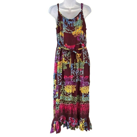 Kartika Batik Floral Bohemian Patchwork Maxi Dress With Adjustable Straps - Picture 4 of 5